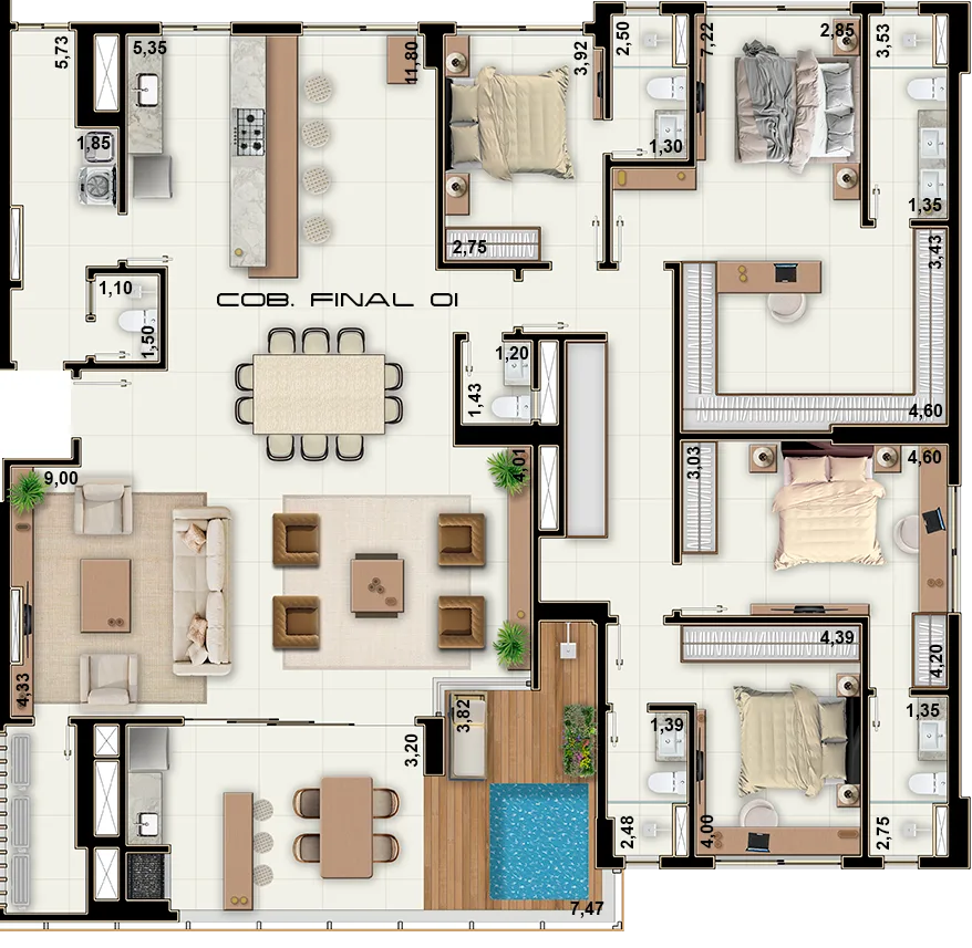 Cobertura · 250,05 m²