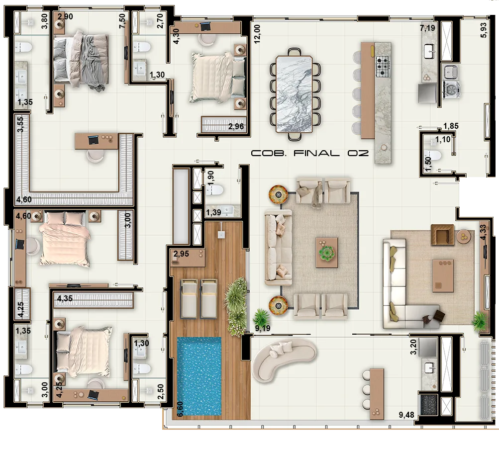 Cobertura · 288,47 m²