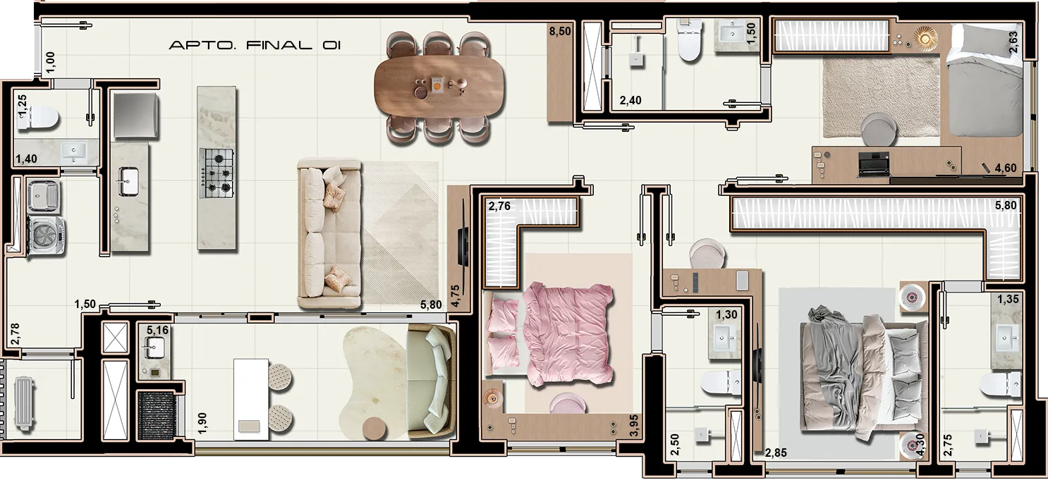 Tipo 01 · 119,04 m²